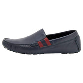 Gucci navy blue leather slip on loafers